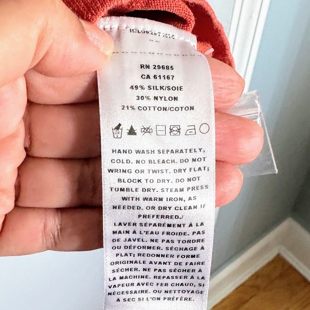 Pendleton Burnt Orange/Teracotta Longline Silk Cotton Stretch Button Cardigan - Picture 6 of 6